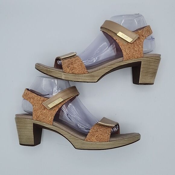 Naot Intact Khaki Beige Cork Heeled Sandals Strappy Hook And Loop 42 US 11-11.5 - Picture 8 of 10